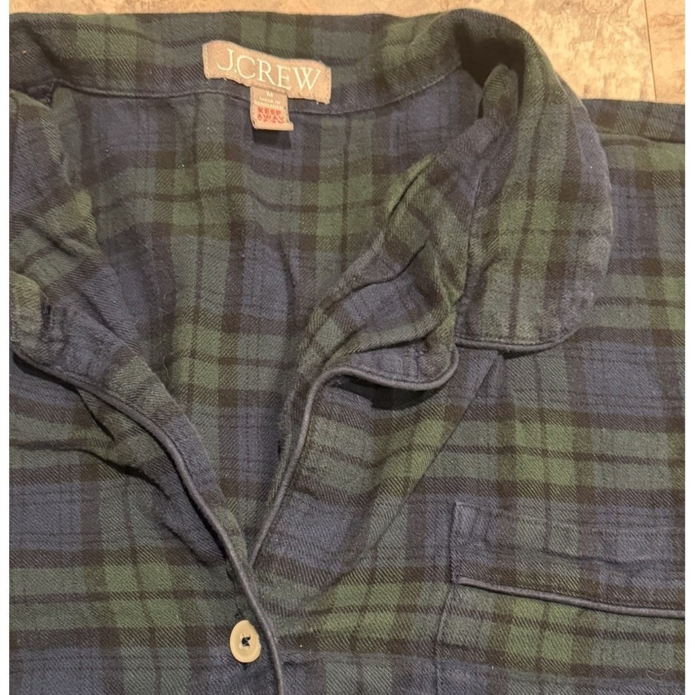 J.Crew Women's Cotton Flannel Pajama TOP ONLY Green Tartan Size M Holiday - Picture 3 of 8